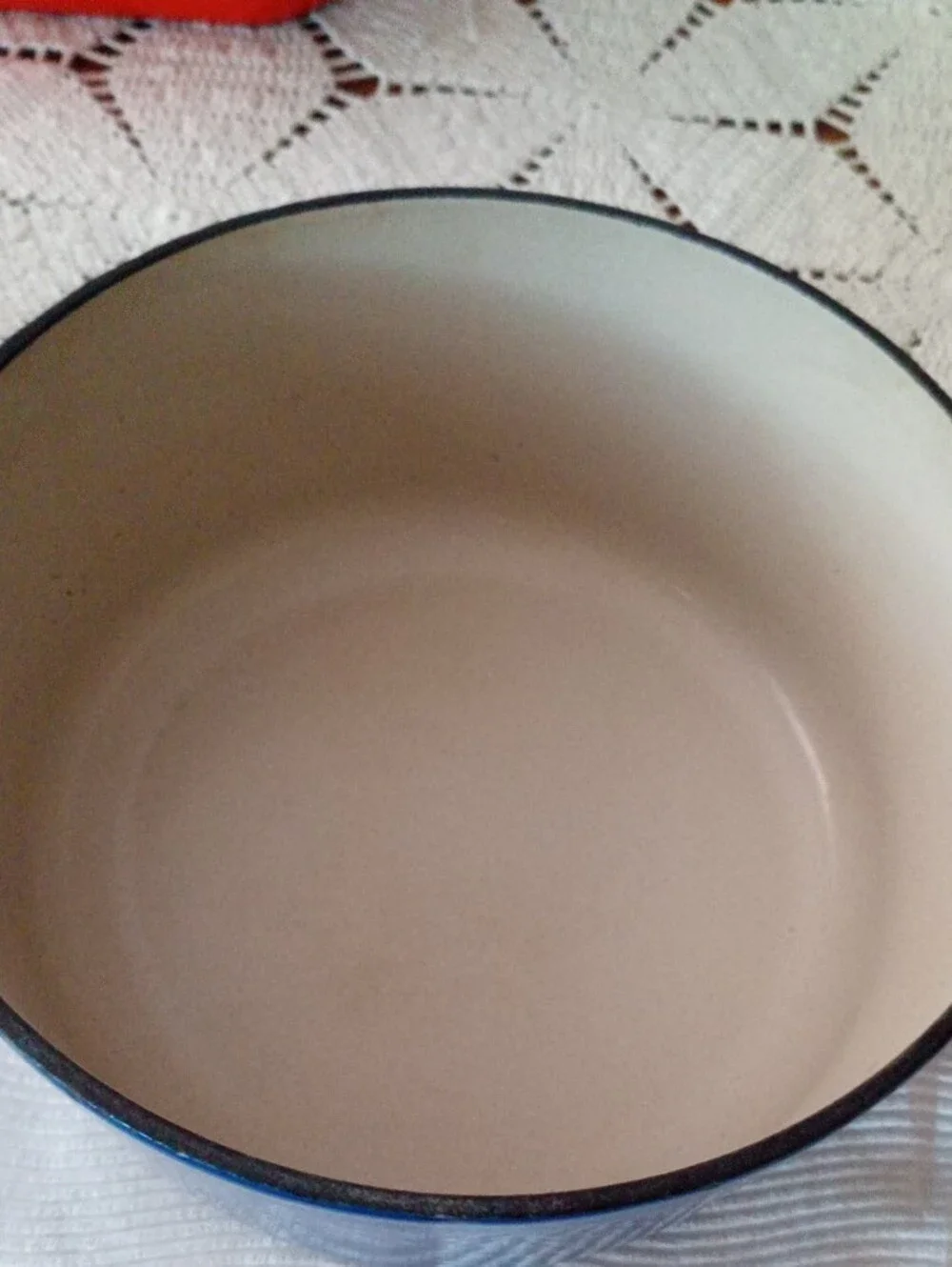 Le Creuset Blue Enamel Round Covered Casserole with Cream Interior